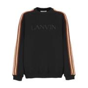 Zwarte Katoenen Sweatshirt met Contrasterende Curb Details Lanvin , Bl...