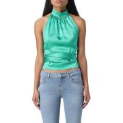 Mouwloze Blouse met Hoge Kraag Liu Jo , Green , Dames