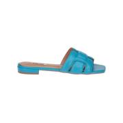 Turquoise Leren Slippers Bibi Lou , Blue , Dames