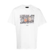 Klassiek Katoenen T-Shirt Throwback , White , Heren