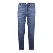 Le High Straight Jeans Frame , Blue , Dames