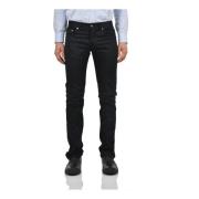 Slim-fit Zwarte Katoenen Jeans met Knoopsluiting en Vijf Zakken Dondup...