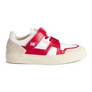 Hart Patch Leren Sneakers Ami Paris , Red , Heren