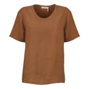 Linnen en Zijden T-Shirt, Regular Fit Chloé , Brown , Dames