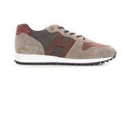 Canvas en leren sneakers Hogan , Brown , Heren