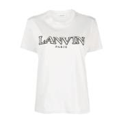 Geborduurd Logo T-Shirt - Regular Fit Lanvin , White , Dames