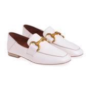 Leren mocassin met klem en gestructureerde hak Bibi Lou , White , Dame...