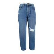 Blauwe Jeans met Hoge Taille en Scheuren YES ZEE , Blue , Dames