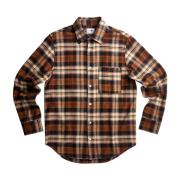 Arne shirt check multi Nn07 , Brown , Heren