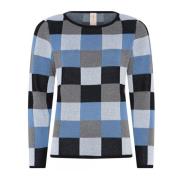 Geruite O-Neck Jumper Bluser 3234 Zwart/Blauw Skovhuus , Multicolor , ...