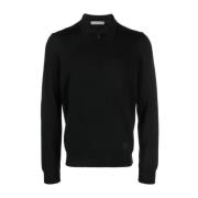 Wollen Zip Polo Shirt, 100% Virgin Wool Corneliani , Black , Heren