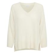 V-hals Trui met Korte Mouwen Part Two , Beige , Dames