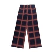 Bordeaux Tegelpatroon Wollen Broek Marni , Blue , Dames