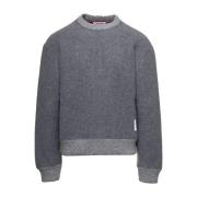 Grijze Wol Fleece Crewneck Sweater met CB RWB Stripe Thom Browne , Gra...