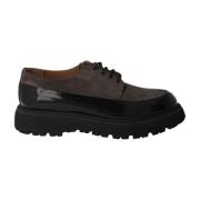 Zwarte/Grijze Leren Veterschoen voor Dames Calce , Black , Dames