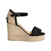 Zwarte Gehaakte Sleehak Espadrilles Castañer , Black , Dames