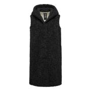 Sherpa Fleece Hooded Vest BomBoogie , Black , Dames