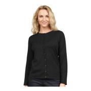 Zwarte Gebreide Cardigan met Knoopsluiting 2-Biz , Black , Dames