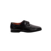 Zwarte Leren Heren Oxford Schoenen Santoni , Black , Heren