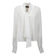 -Bow Pleated Blouse Federica Tosi , White , Dames