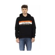 Zwarte Katoenen Sweater met Capuchon en Ritszakken Automobili Lamborgh...