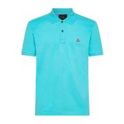 Glanzend Katoenen Piqué Polo Shirt Peuterey , Blue , Heren