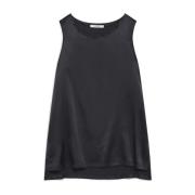 Satin Top - Stijlvol en Elegant Maliparmi , Black , Dames