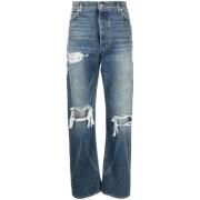 Blauwe Denim Jeans met Opvallendeaden Rhude , Blue , Heren