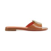 Cognac Leren Slippers Santoni , Brown , Dames