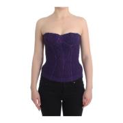 Paarse Bloemenkant Corset Bustier Top Ermanno Scervino , Purple , Dame...