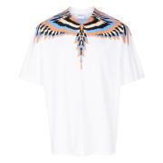 Witte Optical Wings T-Shirt Marcelo Burlon , White , Heren