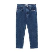 Straight Denim Jeans Blauw Herfst/Winter Amish , Blue , Heren