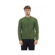 Groene Merinowollen Crewneck Sweater Alpha Studio , Green , Heren