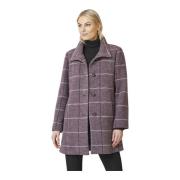 Elegante Geruite Jas met Knoopsluiting Junge , Purple , Dames