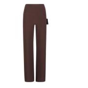 Bruine Wijde Pijp Hoge Taille Broek Norma Kamali , Brown , Dames