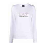 Witte Sweater met Stud-Detail Emporio Armani EA7 , White , Dames