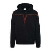 Zwarte katoenen hoodie met vleugelborduursel Marcelo Burlon , Black , ...