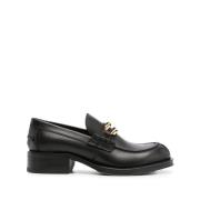 Zwarte Leren Loafers met Gespdetail Lanvin , Black , Dames