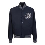 Blauwe Logo Bomberjack Msgm , Blue , Heren