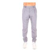 Grijze Wollen Broek met Rits en Knoop PT Torino , Gray , Heren