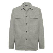 Link Overhemd Jas in Wol Jersey Boggi Milano , Gray , Heren