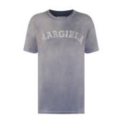 Lila Paars Logo Print T-Shirt Maison Margiela , Purple , Heren