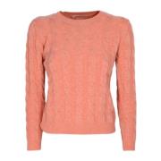 Roze Zalm Cashmere en Wol Gevlochten Crewneck Trui Cashmere Company , ...