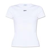 Cropped T-shirt met logo Off White , White , Dames