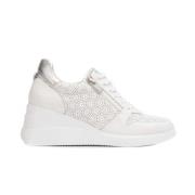 Florale Openwork Sneaker met Rits en Vetersluiting Wonders , White , D...