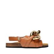 Zwarte Leren Ketting Sandalen JW Anderson , Brown , Dames