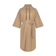 Silva Jurk - Beige Technisch Jersey Jane Lushka , Beige , Dames