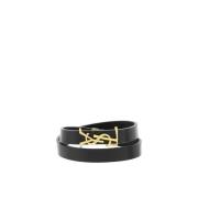 YSL Leren Armband Saint Laurent , Black , Heren