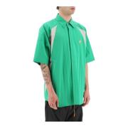Tweekleurige Oversized Shirt met Logo Patches Ambush , Green , Heren
