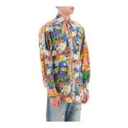 Katoenen Overhemd met Multicolor Stripprint ERL , Multicolor , Heren